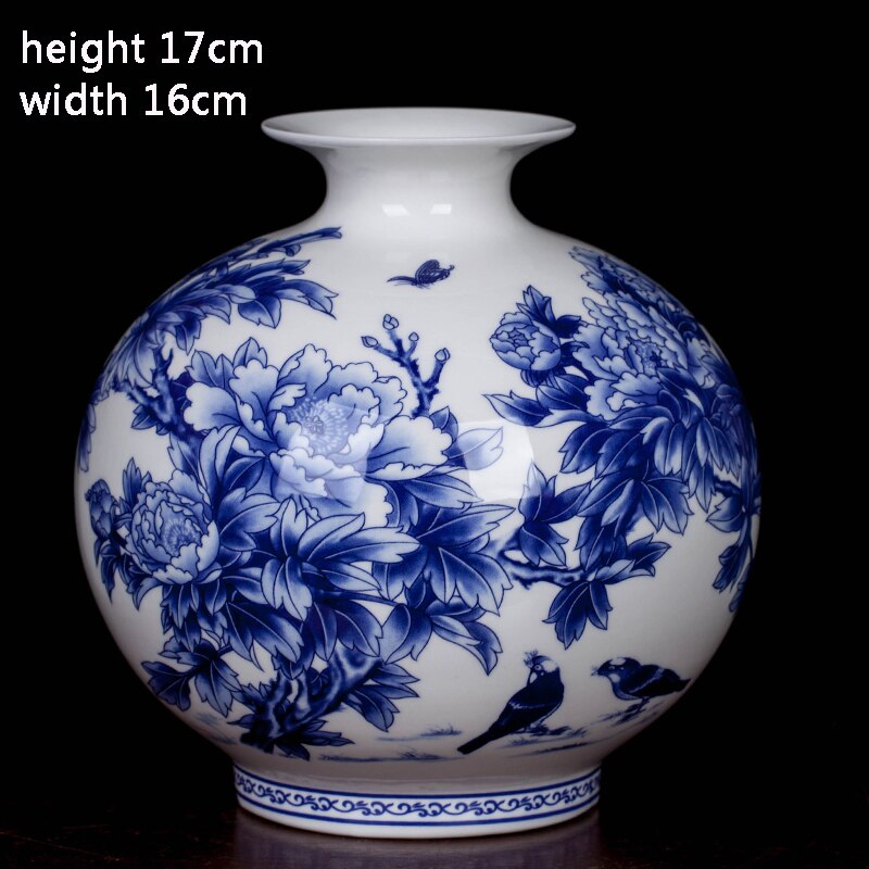 Jingdezhen Ceramic Chinese Peony Flower Vase Blue ... – Vicedeal