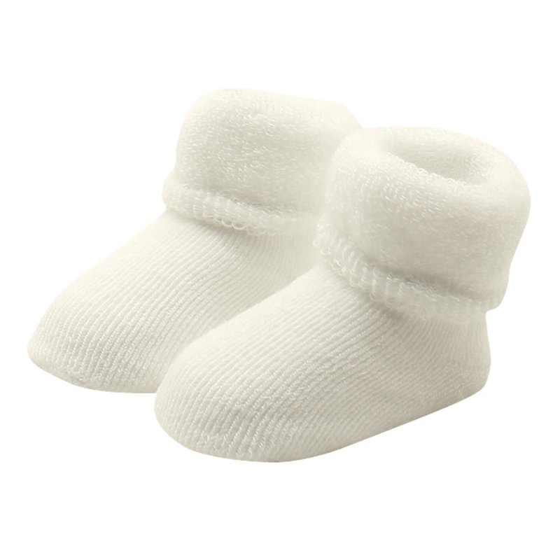 Baby piger drenge nyfødte spædbarn vinter varme støvler småbørn børn bløde bomulds sokker støvletter 0-2 y: Hvid