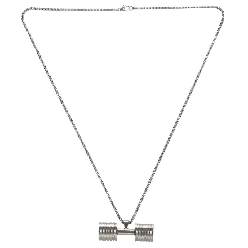 Pendentif haltère collier Fitness musculation grande taille argent Crossfit collier haltères bijoux Fitness acier inoxydable: Default Title