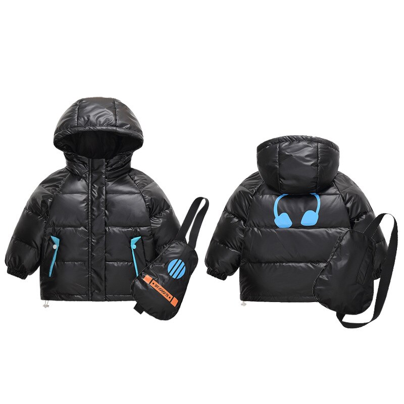 Chaqueta gruesa de plumón de pato para niño y niña, abrigo de plumón de pato blanco, Parka con cremallera, ropa de invierno,: Negro / 100cm