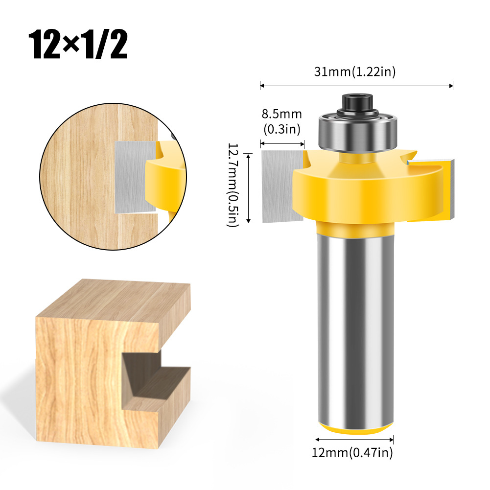 Vástago de 6mm y 12mm, fresa en forma de T de doble filo, herramientas de ranurado de rodamiento, fresa para carpintería, herramientas de carpintería: 24 milímetros