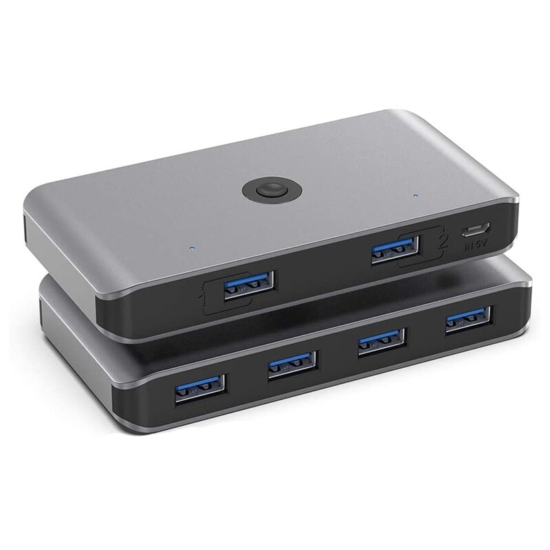 USB 3.0 KVM Switch Selector, 2 Computers Sharing 4 USB Devices USB 3.0 Peripheral Switcher Box Hub Adapter: Default Title