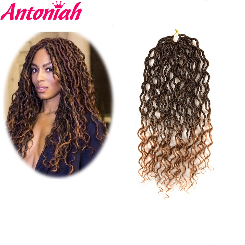 ANTONIAH HAIR 1b/2718inch Goddess Faux Locs Crochet Hair Extensions Synthetic Crochet Braids Dread Locs Curly Hair Braiding Hair
