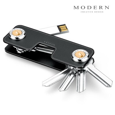 Moderne-Brand Aluminium Sleutel Portemonnee Diy Sleutelhanger Sleutelhanger Key Organizer: Black Key Holder