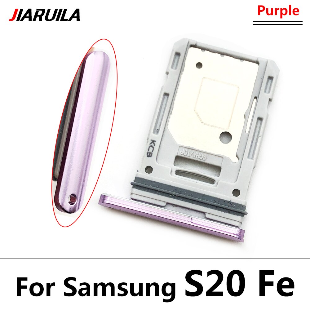 Voor Samsung S20 Fe S21 Telefoon Behuizing Sim-kaart Adapter Micro Sd Card Tray Houder Telefoon Onderdelen: S20 Fe Purple