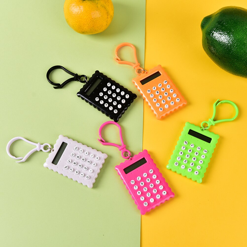 Plastic Mini Sleutelhanger Rekenmachine Handheld Pocket Type Coin Batterijen Calculator Kleine Batterij Kantoorbenodigdheden Student Briefpapier