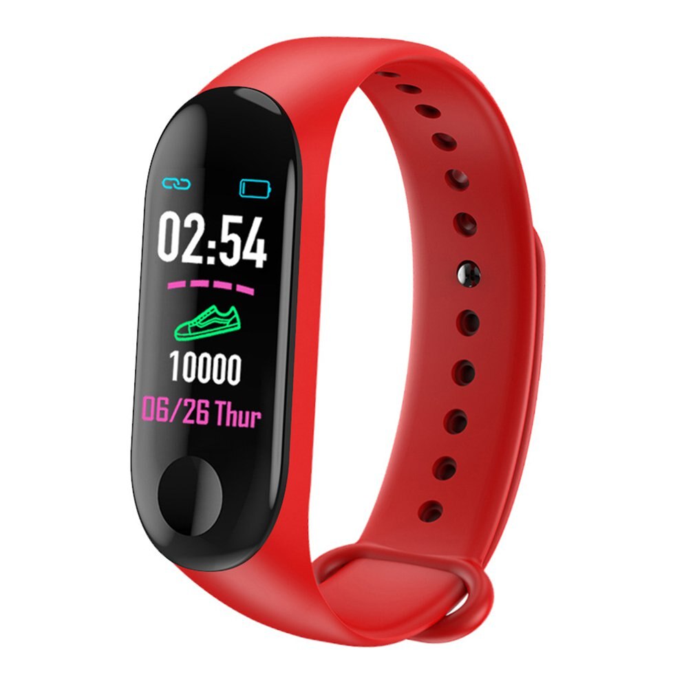 Armband färgpekskärm fitness tracker blodtryckspulsmätare smart armband fitness smart band  m3 sportklocka: Röd