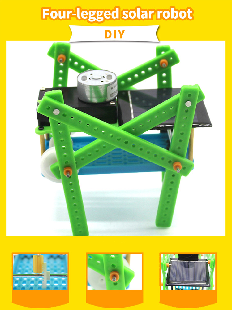 Grappige Assembleren DIY Puzzel Speelgoed Kinderen Educatief Gadget Zonne-energie Viervoeter Smart Robot Classis Energie Kit Kids