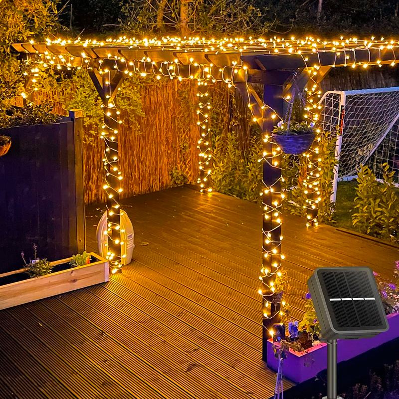 draussen LED Solar- Lichterkette Weihnachtsdekoration Wasserdichte Solar- Girlande 8 Modus Lichter Für Weihnachten Party Terrasse Balkon Hof