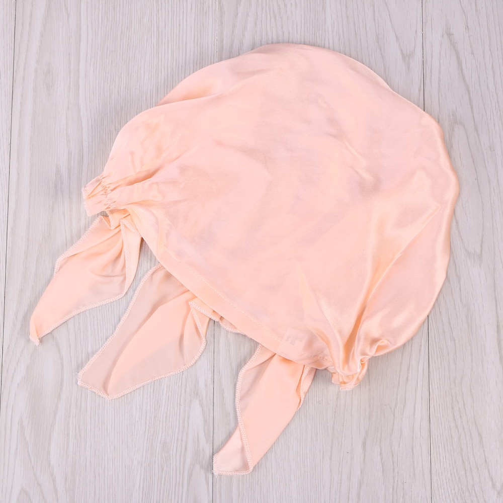 Mulberry Silk Night Sleeping Cap Long Hair Bonnet Smooth Soft Hat for Women Girls(Black/Blue/Pink)