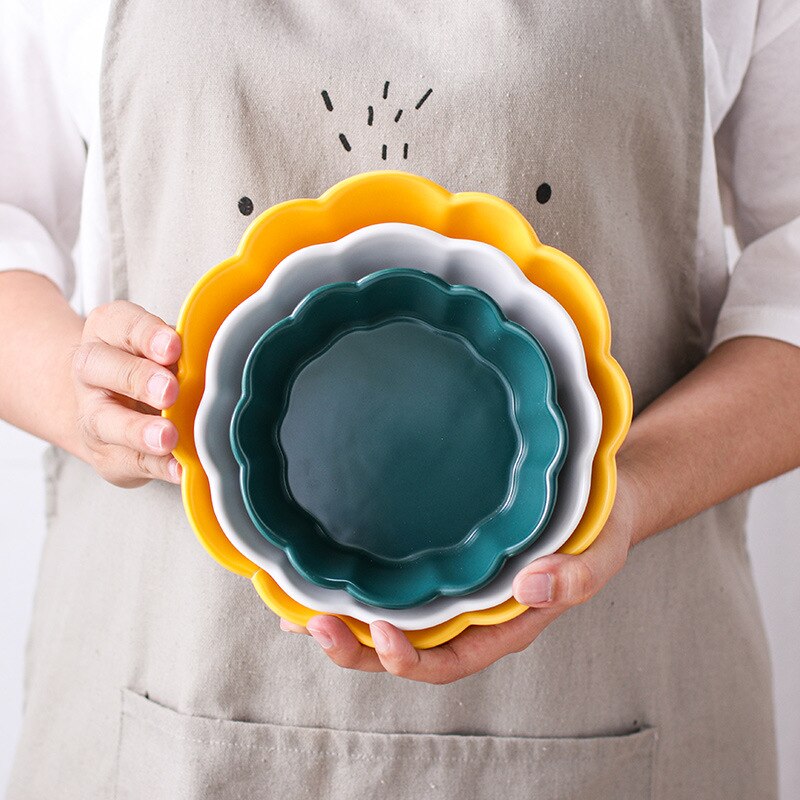 Ceramic Salad Bowl Net Red Cheese Baked Rice Baking Baking Bowl Fruit Dessert Home