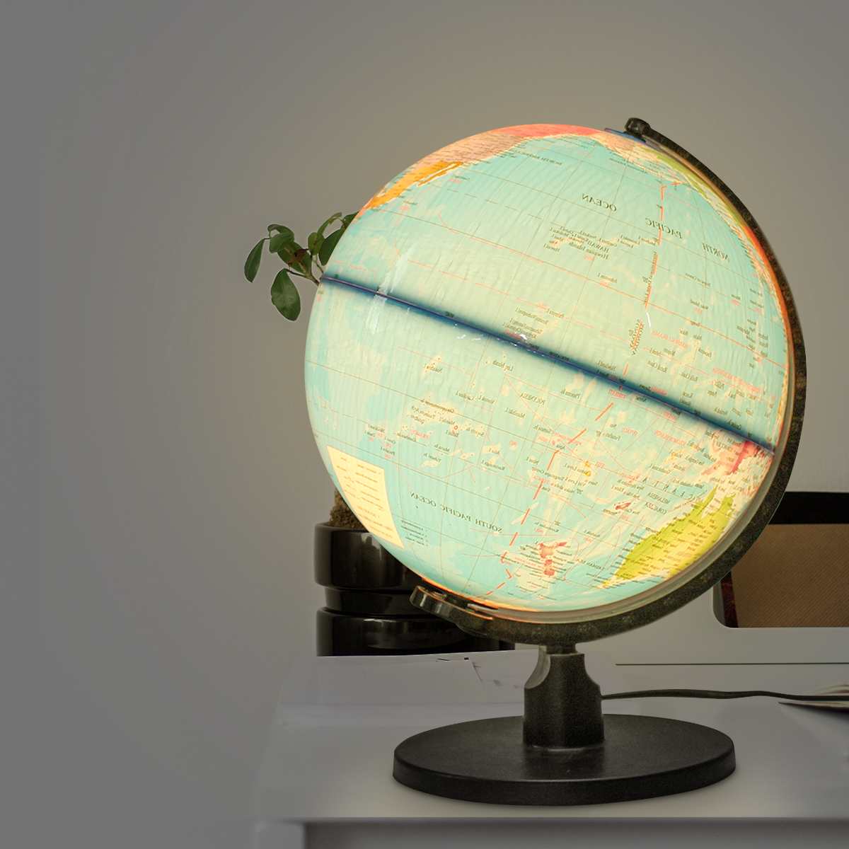 25cm led jordklode verdenskort med stativ natlys geografi pædagogisk legetøj hjemmekontor miniaturer indretning børn