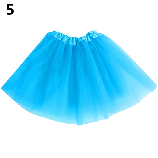 Filles belle Multi couches Tulle taille élastique jupe gonflée Tu tu princesse robe pour enfants fille scène performance: Light Blue