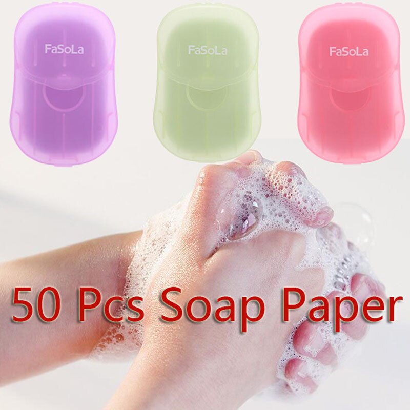 50 Stks/doos Reizen Wassen Hand Bad Zeep Papier Scented Slice Sheets Schuimende Zeep