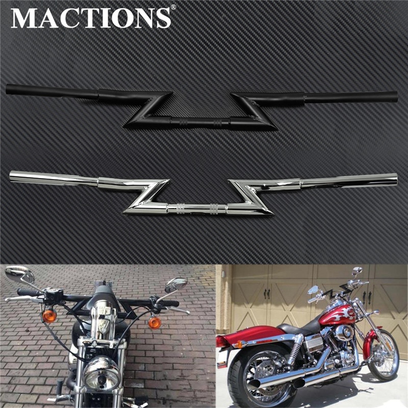1 ''25mm Motorfiets Slepen Z-Bar Stuur Zwart/Chrome Voor Harley Touring Electra Glide Voor Honda voor Kawasaki
