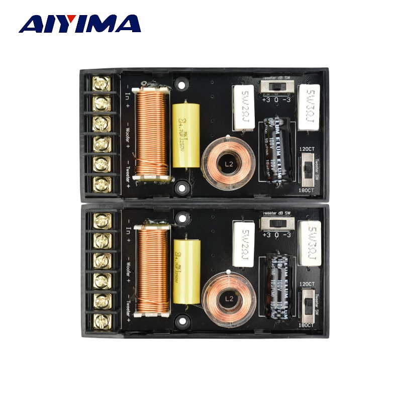 AIYIMA 2Pcs Crossover 2 Way HiFi Sound Car Speakers Tweeter Bass Frequency Divider Crossover Filters