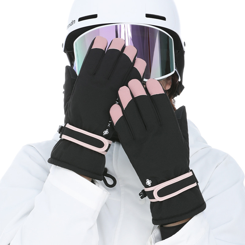 Guantes táctiles impermeables para mujer, manoplas de esquí, snowboard, pantalla táctil, cálidas, para clima frío, Invierno: Azul