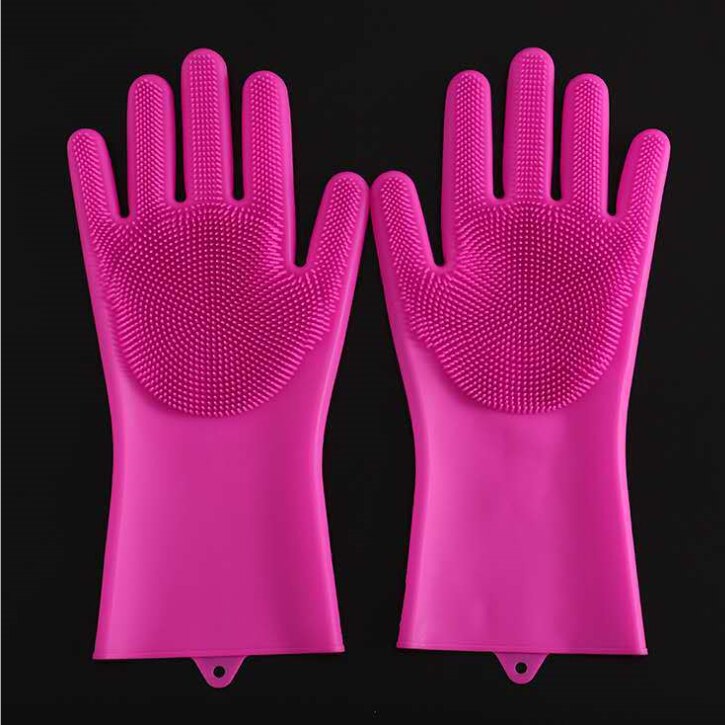 Silikone rengøringshandsker multifunktion magisk silikone opvaskemiddel handsker silikone handske køkkenudstyr: Rød