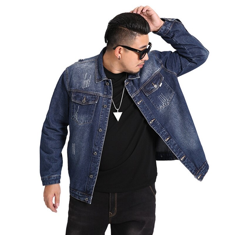 Veste en jean homme grande taille vêtements coupe large grande taille chemise veste en jean oversize vêtements Manteaux veste 7XL 6XL 5XL 4XL: Bleu / L