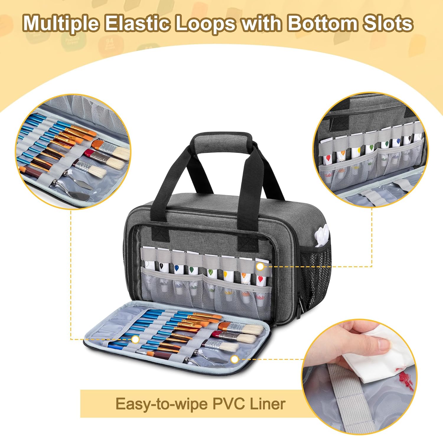 Estuche organizador para marcadores de hasta 216 marcadores, bolsa grande para marcadores con asa de transporte, soporte organizador para marcadores (longitud hasta 5,1")