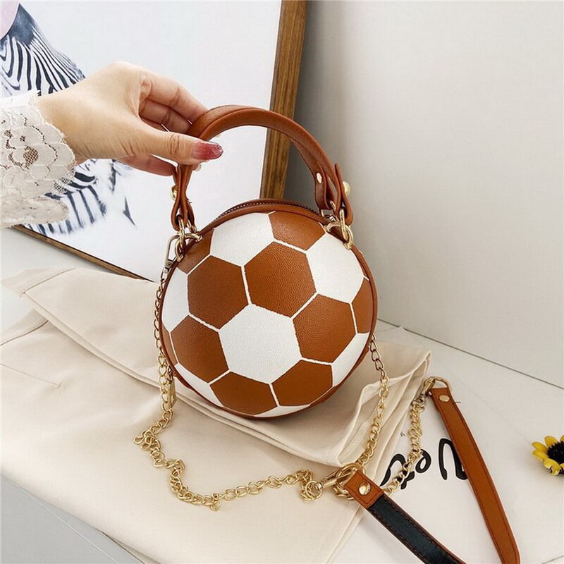 Personality Female Leather Pink Basketball Bag Ball Purses For Teenagers Women Shoulder Bags Crossbody Chain Hand Bags: 8