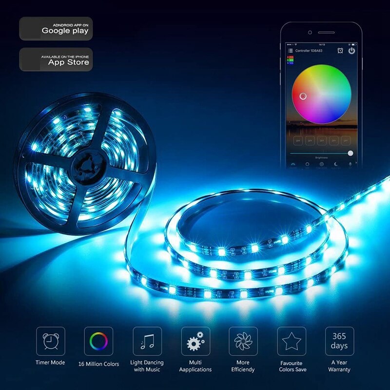 RGB Led Licht Streifen Voice Control Arbeit mit Alexa & Google Hause, WIFI Drahtlose Smart Controller mit Freies App Über IOS Oder Android