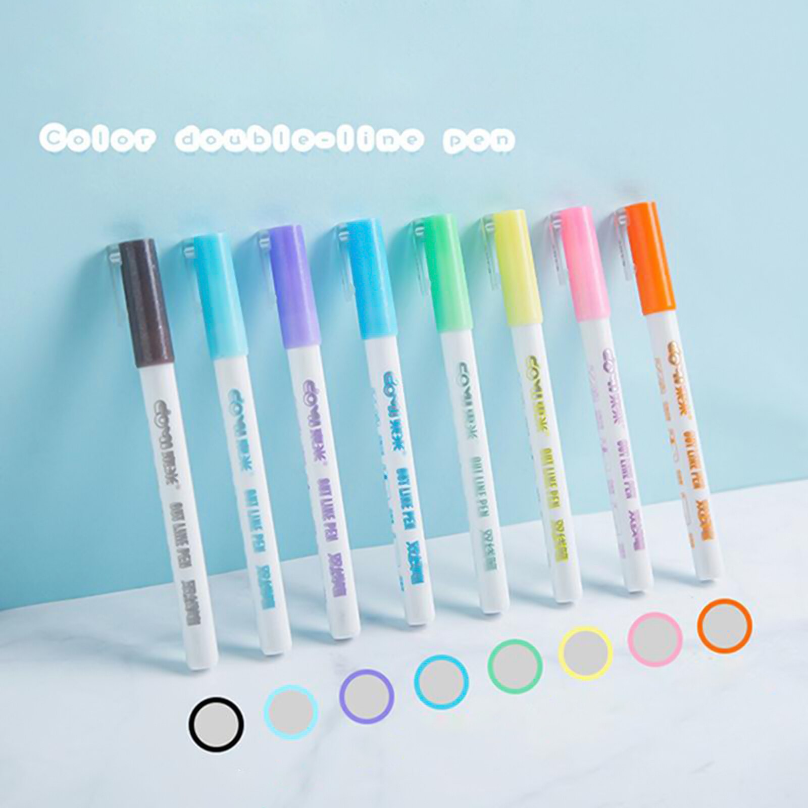 8Pcs Glitter Double Line Outline Pens Arts Drawing Graffiti Doodle Pen DIY Paint