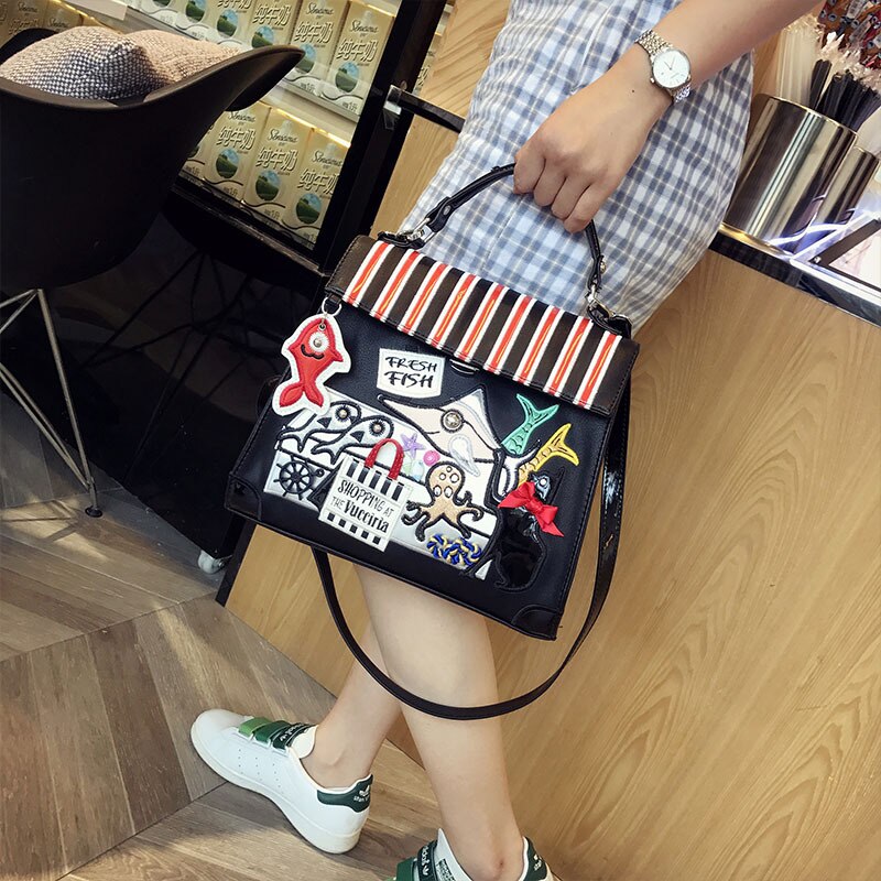 Dames pu leren handtassen vrouwelijke cartoon messenger bags dames portemonnee schoudertas casual tote bags