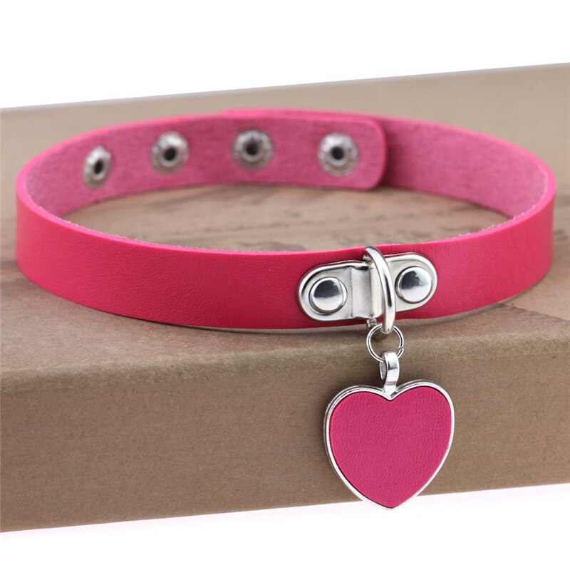 Heart Pendant PU Leather Choker Necklace Girls Punk Statement Jewelry Wedding Party Jewelry Accessories: 15