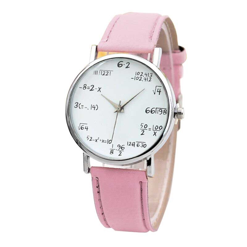 Geometrische Horloge Wiskundige Formule Prints Horloge Vrouwen Mannen Lederen Riem Quartz Math Horloge Dames Horloges: F