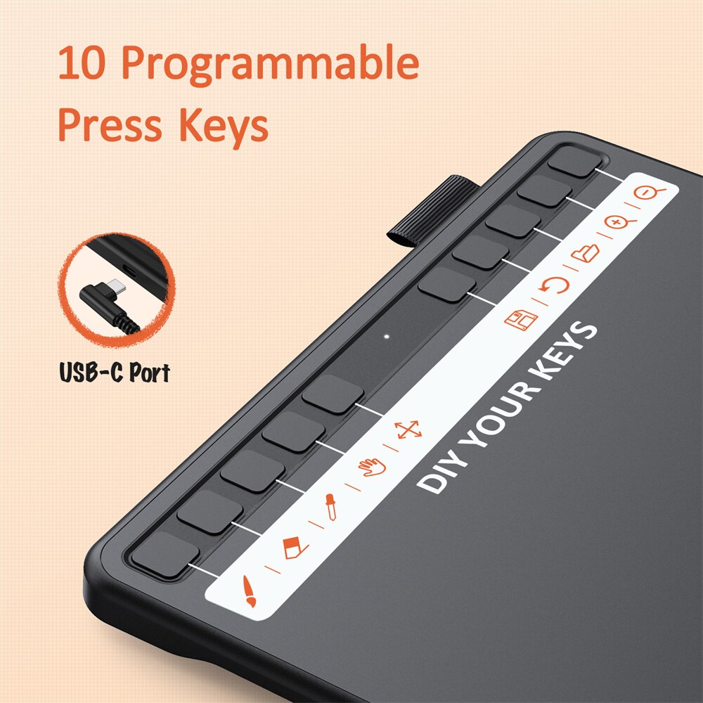 UGEE S640 Pen Tablet 6 inch Digital Drawing Tablets Battery-free Stylus Support Android Windows Mac for Teaching eLearning OSU