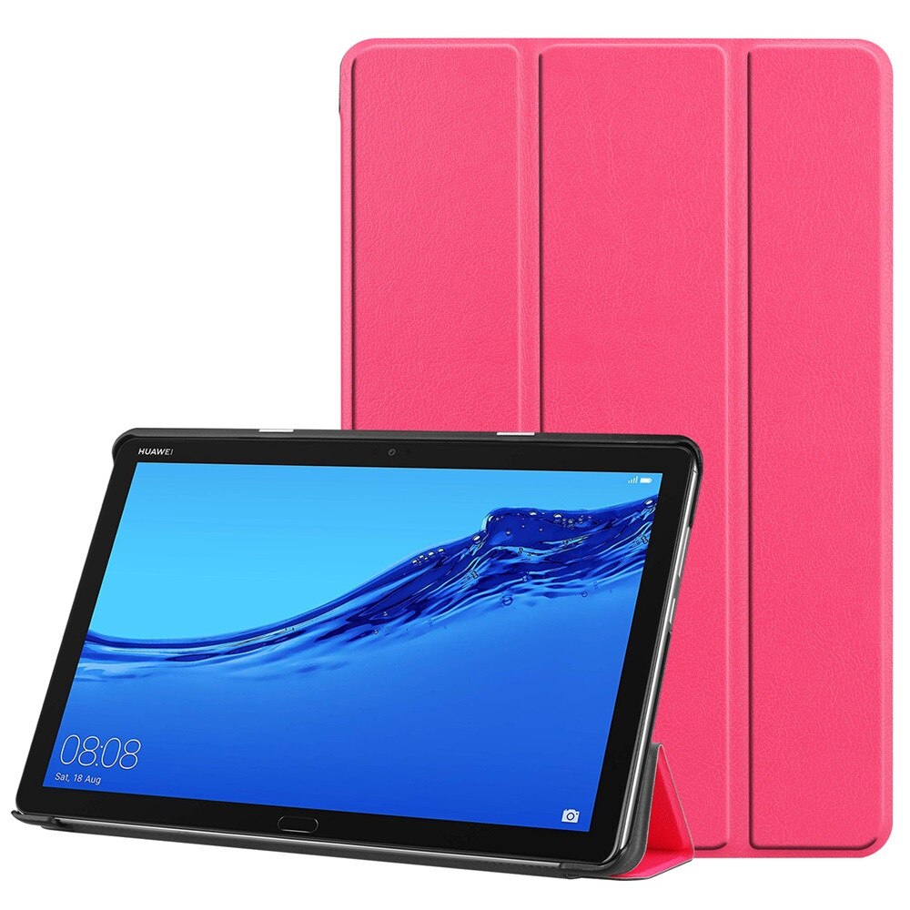 Leather Flip Case for Huawei MediaPad T5 10" - Trifold Stand Cover - Ultra Slim, Waterproof, Shockproof: Pink