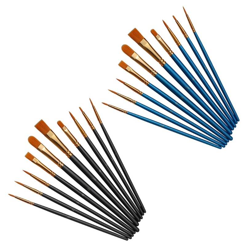 10pcs/set Watercolor Oil Acrylic Artist Paint Brushes Nylon Hair Painting Brush XXUC