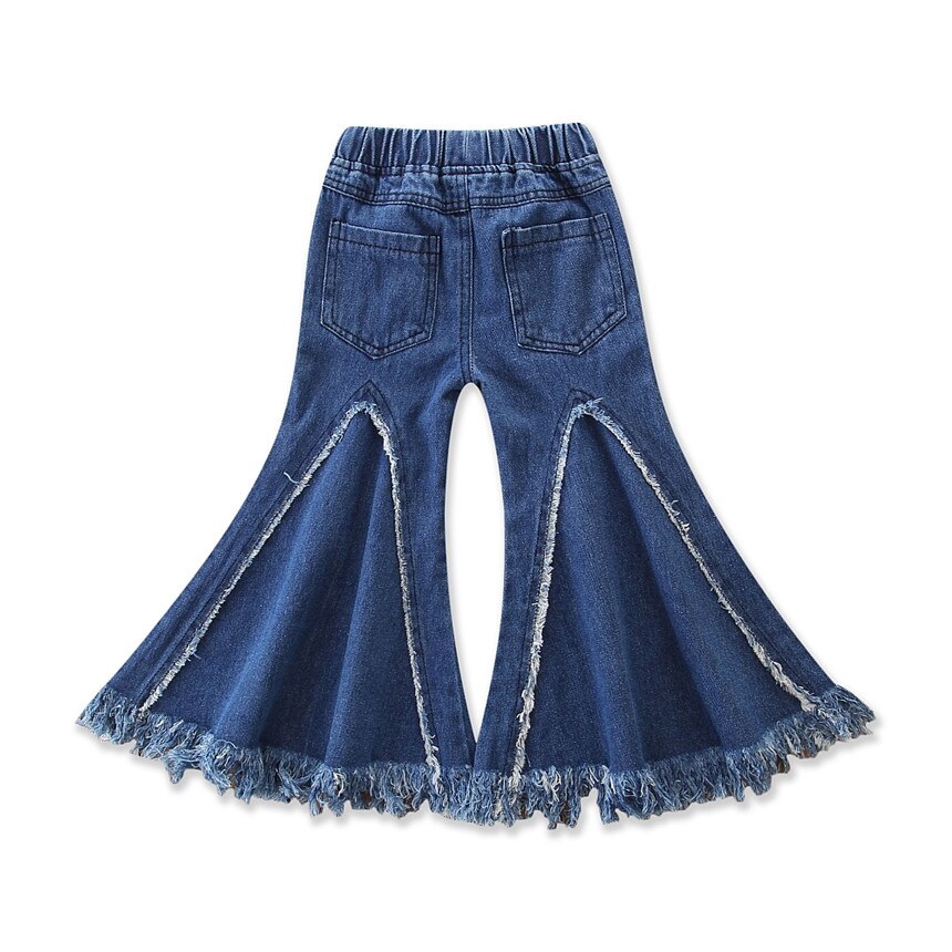 Tøj til småbørn piger forår sommer i europæisk stil babypige denimbukser flåede bukser elastiske talje jeans str. 1-5y