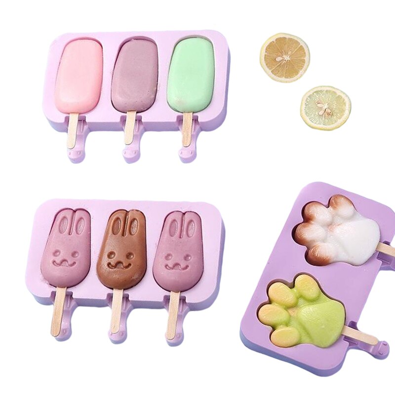 Silicone Reusable Popsicle Cakesicle Ice Cream Maker Mold Ice Pop Maker DIY Ice Cream Food Grade Cake Mold with 50 Wooden Sticks