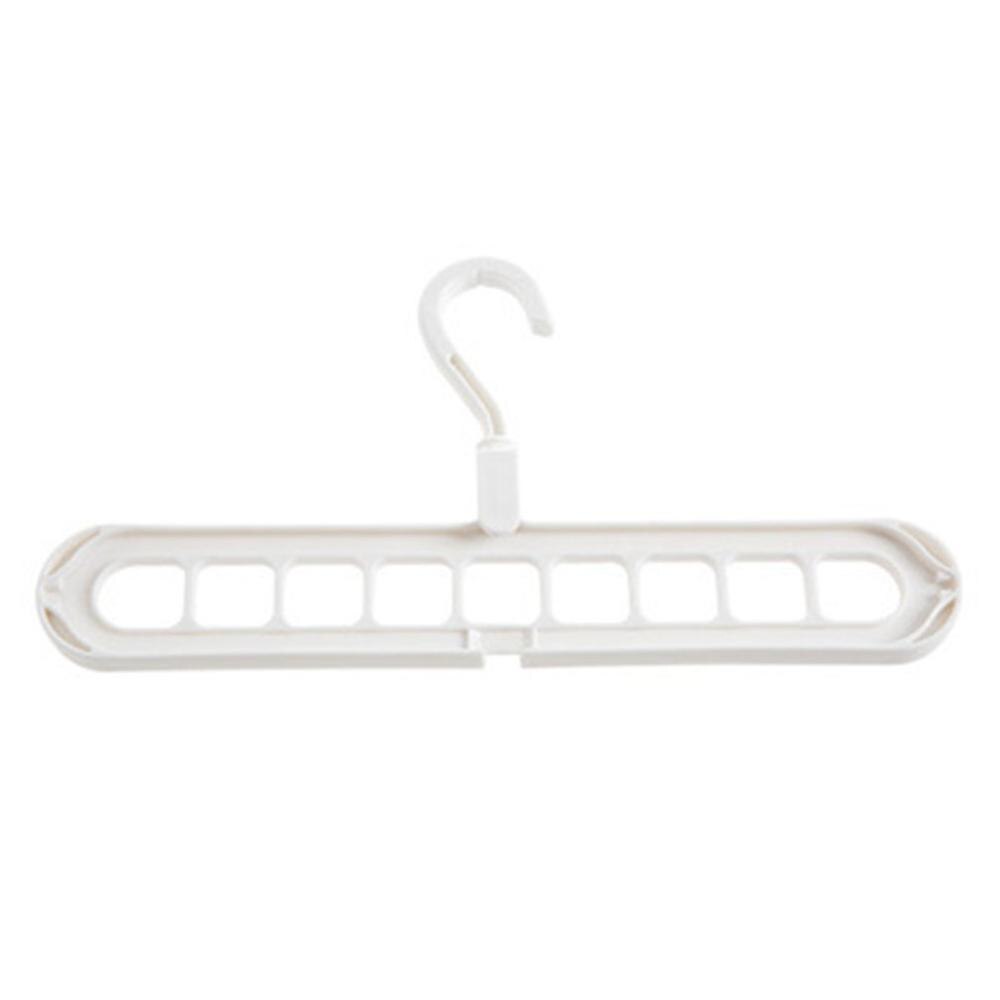 Rotating Nine-Hole Hanger Multi-Function Multi-Layer Folding Magic Hanger Wardrobe Storage Plastic Rack: white