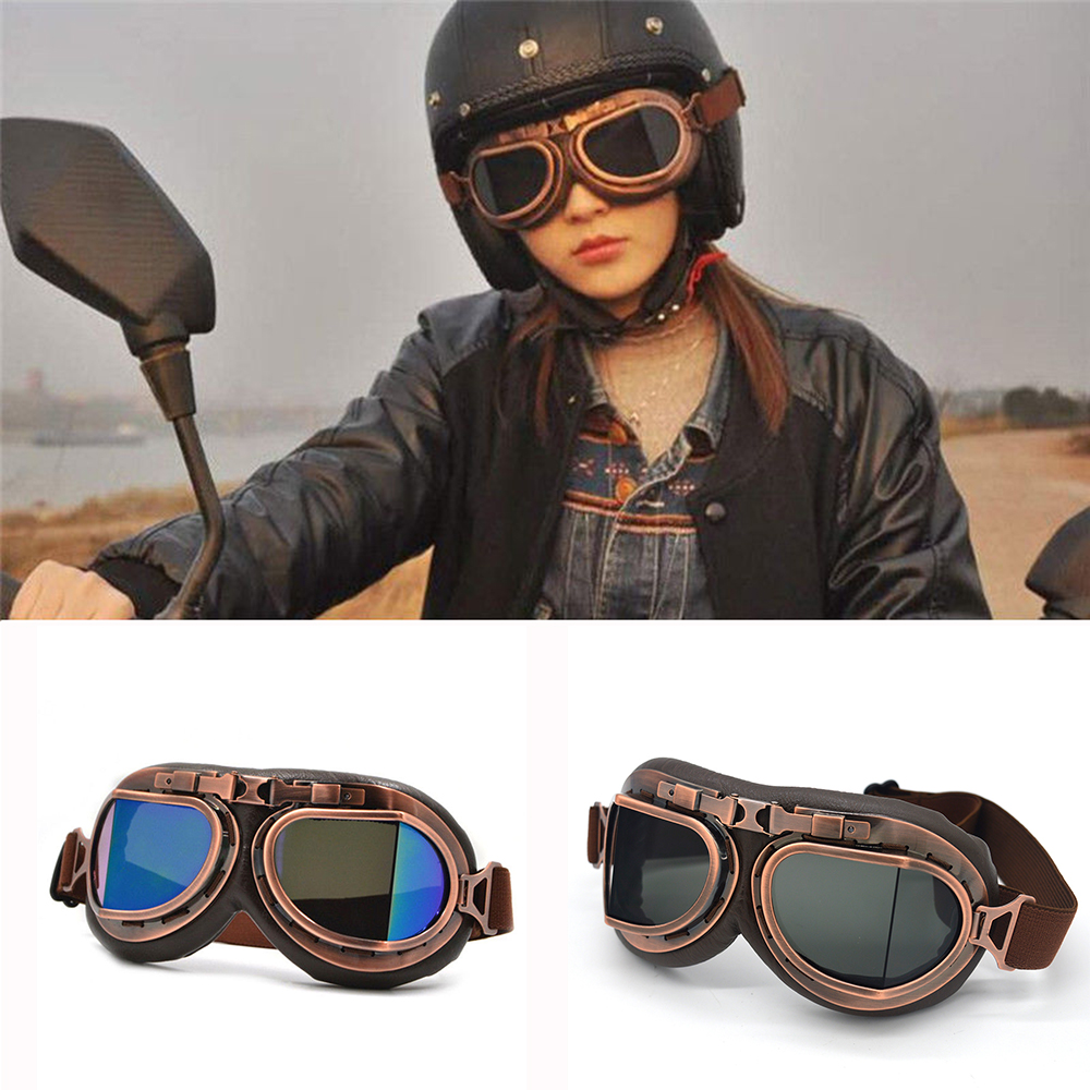 Motorcykel beskyttelsesbriller briller motorcykel pilot steampunk vintage atv biker scooter cruiser jet hjelm cykling ski retro solbriller