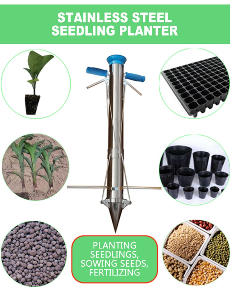 Manual Agriculture Transplanting Seeder Garden Seedling Transplanter Vegetable Flower Tube Planter Dual Control Cylinder Tool