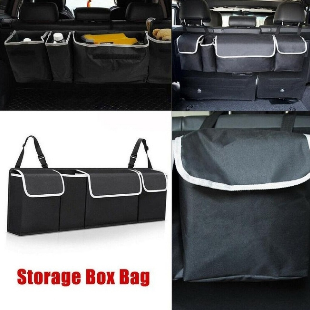 Car Trunk Organizer Adjustable Backseat Storage Bag Net Oxford Automobile Seat Back Bag Organizers Car Interior Accessories
