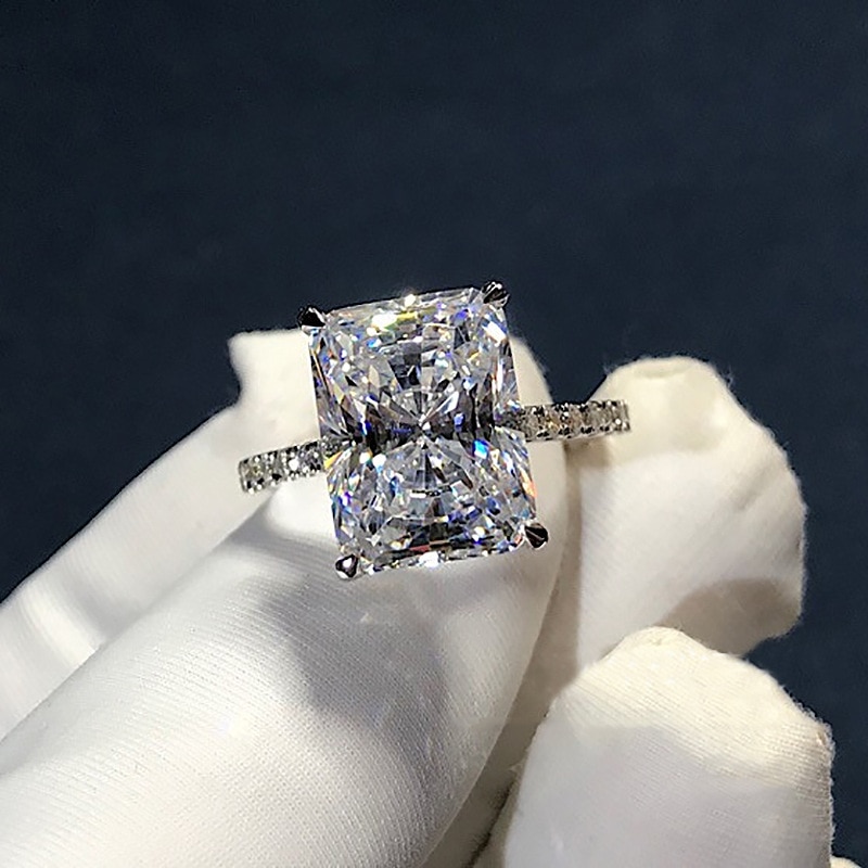 Luksusowy pierścionek zaręczynowy z symulowanym diamentem cz 925 Sterling Silver Pierścionki zaręczynowe dla kobiet Biżuteria imprezowa