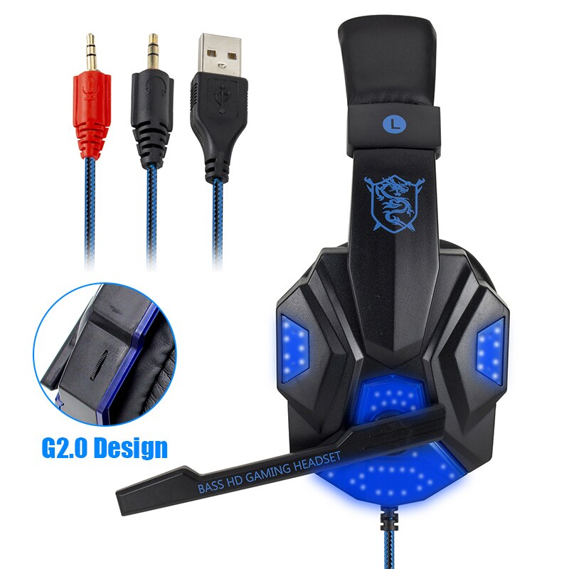 Casque filaire de joueur de basse de lumière Led avec le Microphone pour le commutateur PS4