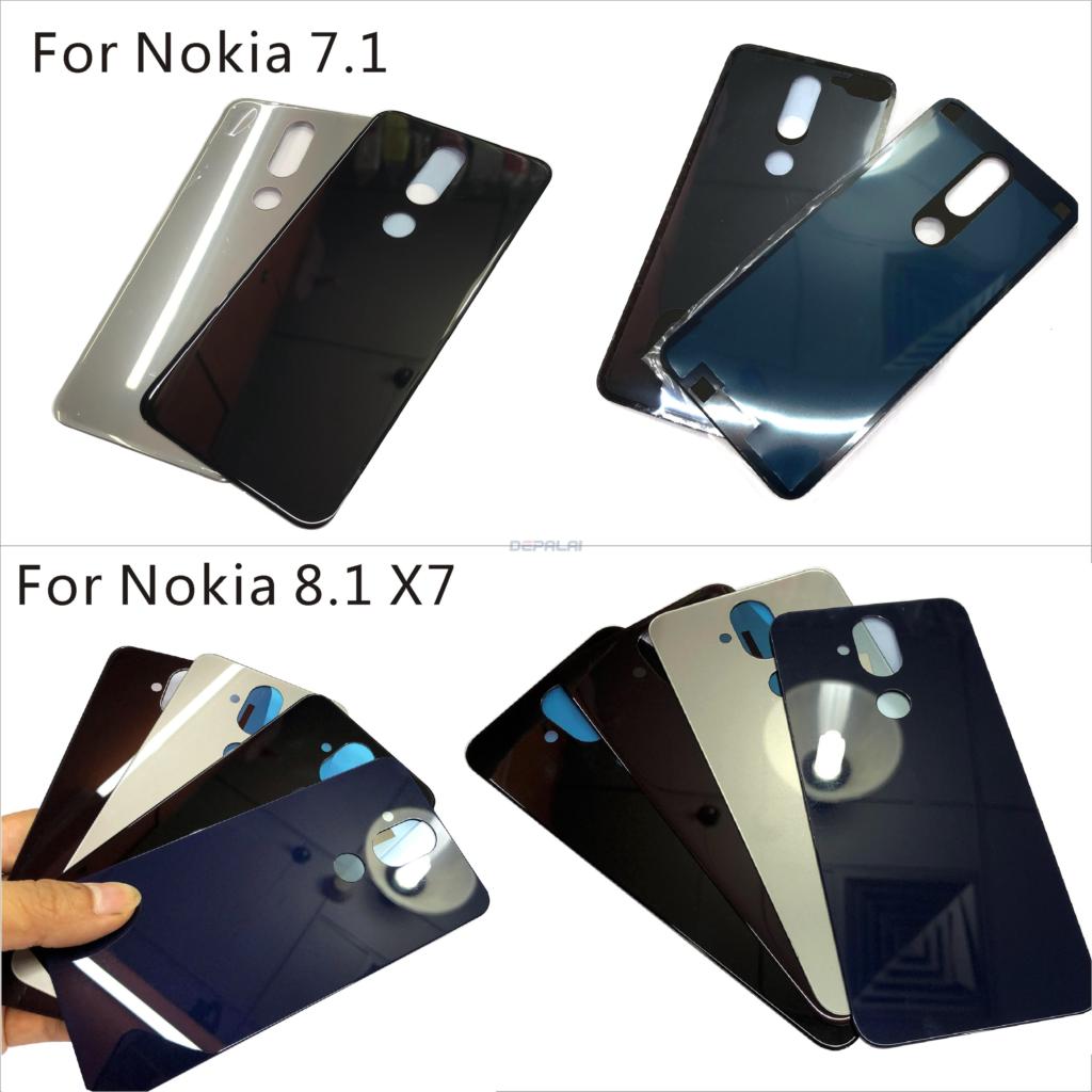 Para NOKIA 7,1 8,1 X7 cubierta trasera de la batería funda carcasa trasera vidrio piezas de repuesto