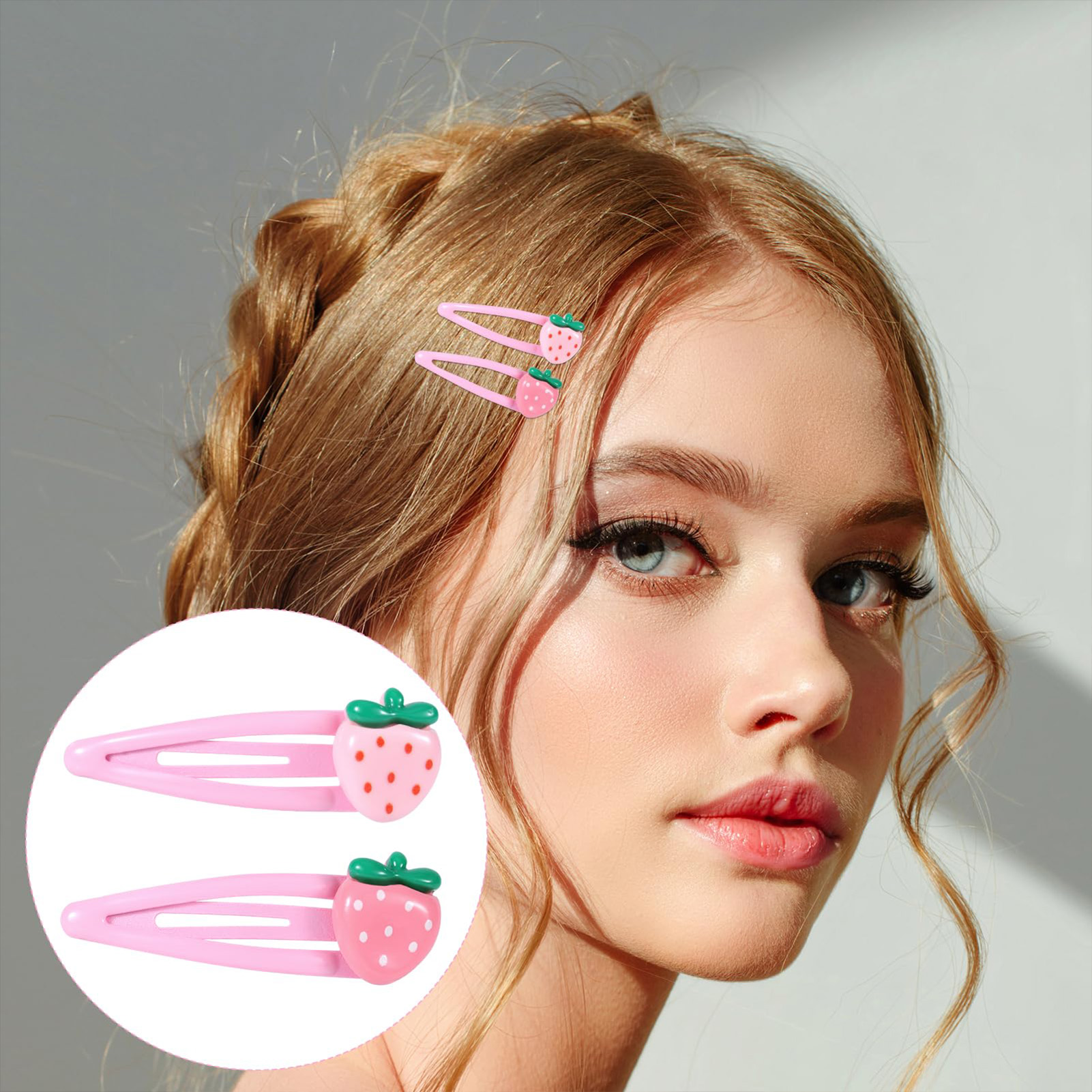 Children's Strawberry Hair Clip Pearlescent 3d Diamond Inlaid Strawberry Hair Clip/headband Lovely Little Girl's Hair Accessory