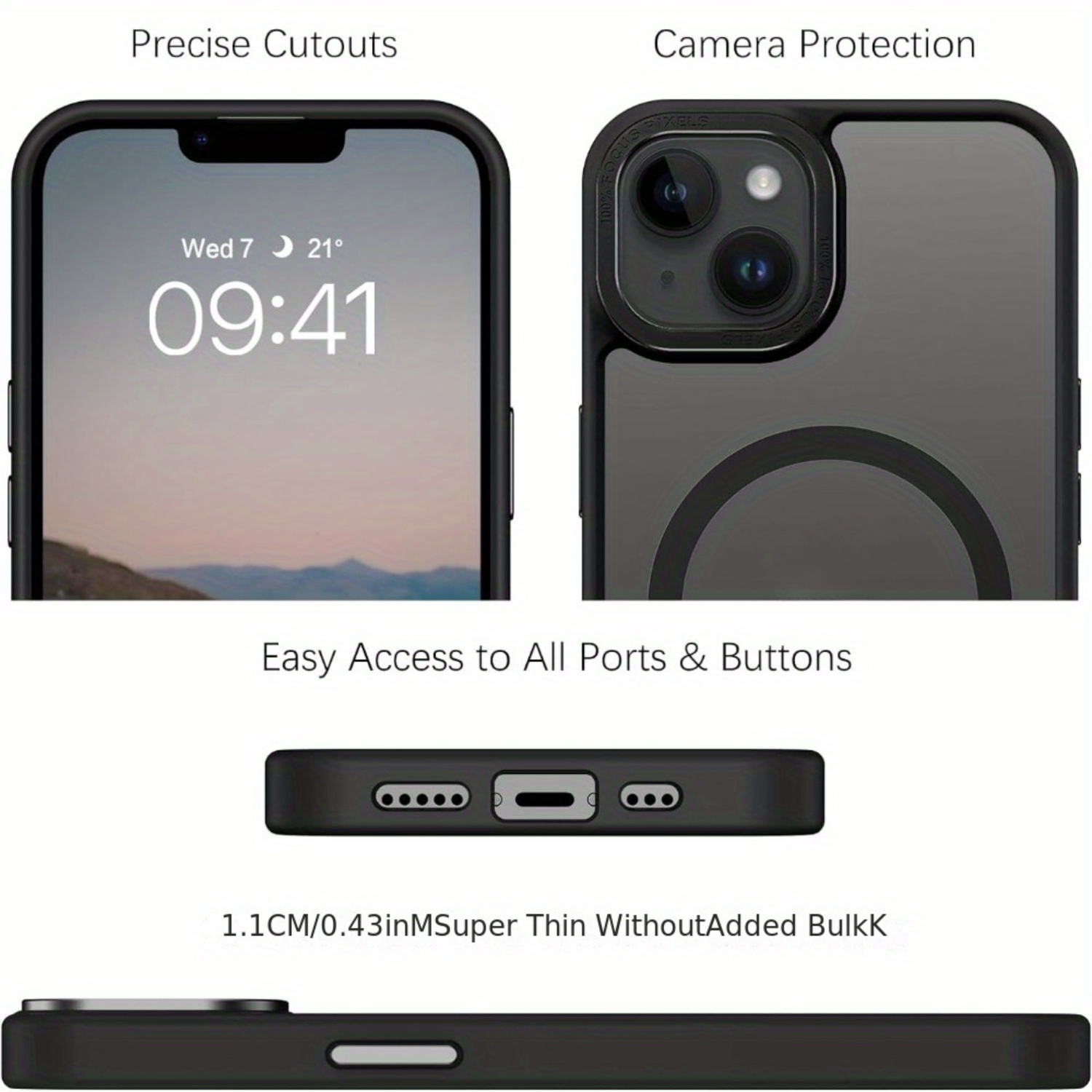 Compatible with 15 Plus Case, Translucent Matte Slim Shockproof Phone case [Compatible with ] Women Men Girl Boy Protective Co