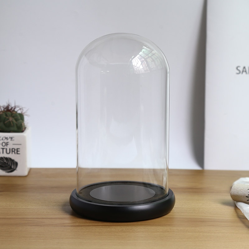 Diameter = 10cm stor storlek svart basglas kupol heminredning glasskydd vän bröllopsdekoration