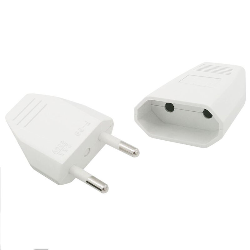 Europese Plug Elektrische Plug 2 Pin Vde Stekker Voor Lamp Decoratie 2.5A 220V Assemblage Stekker: Male Female white