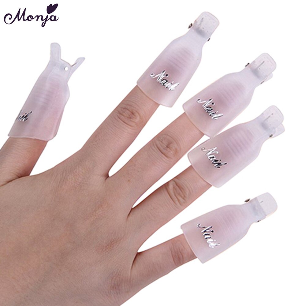 10pcs Wearable Acrylic Nail Clip Nail Polish Removers Plastic Nail Art Soaker Caps Clip UV Gel Tool Resurrection Clip