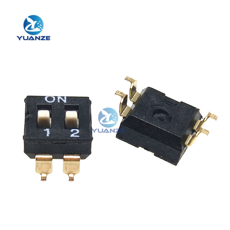 10pcs/lot Slide Type SMT SMD Dip Switch, 2.54mm Pitch 2 Row 4 Pin 2 Position / 8 pin 4 Position / 16 pin 8 Position: black