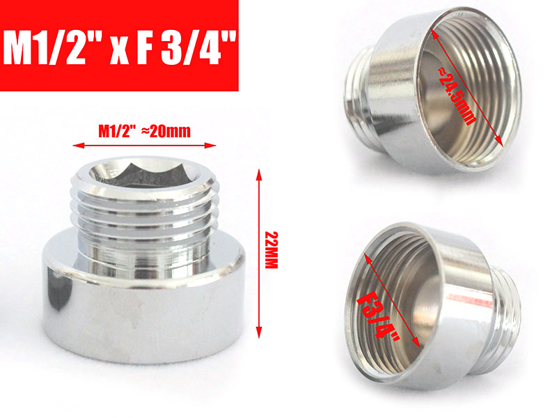 Adattatore per rubinetto in ottone 1/2 ''riduttore a vite maschio raccordi diritti a 16 18 20 22 24 26 28 30MM connettori per aeratore bagno cucina: Grigio chiaro