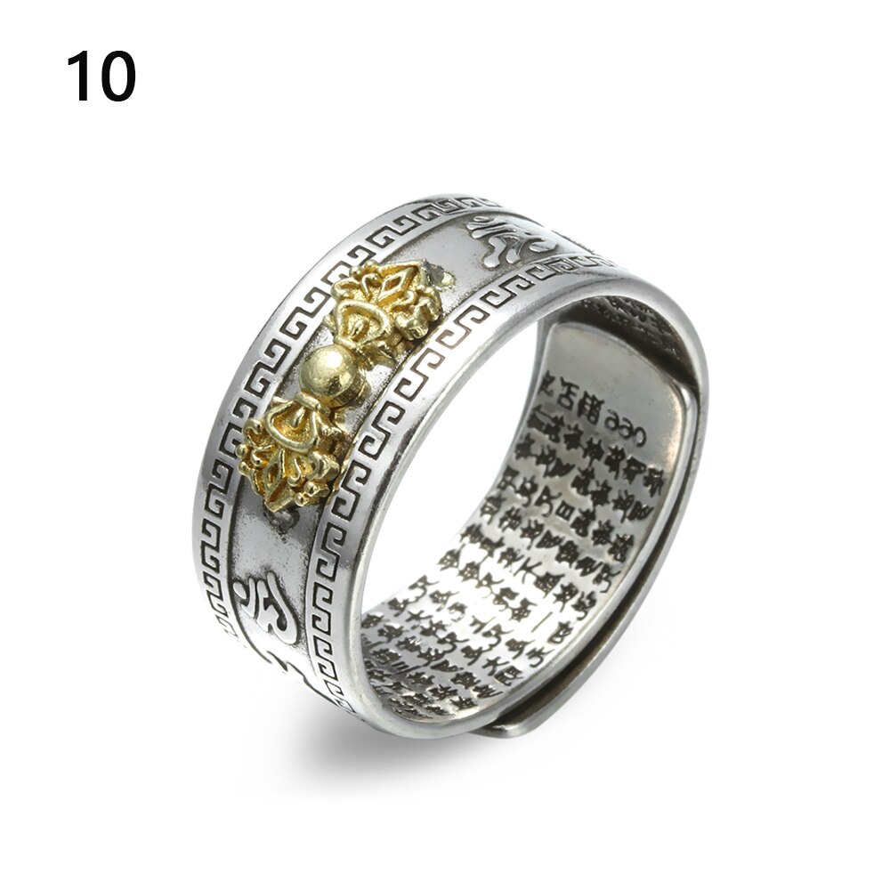 Vintage Pixiu Charms Ring Unisex Adjustable Women Men Feng Shui Jewelry Amulet Protection Wealth Buddhist Retro Rings: 10